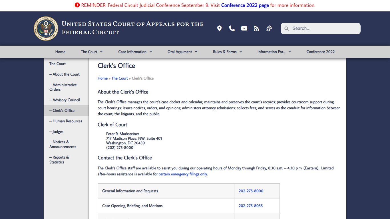 Clerk's Office - U.S. Court of Appeals for the Federal Circuit